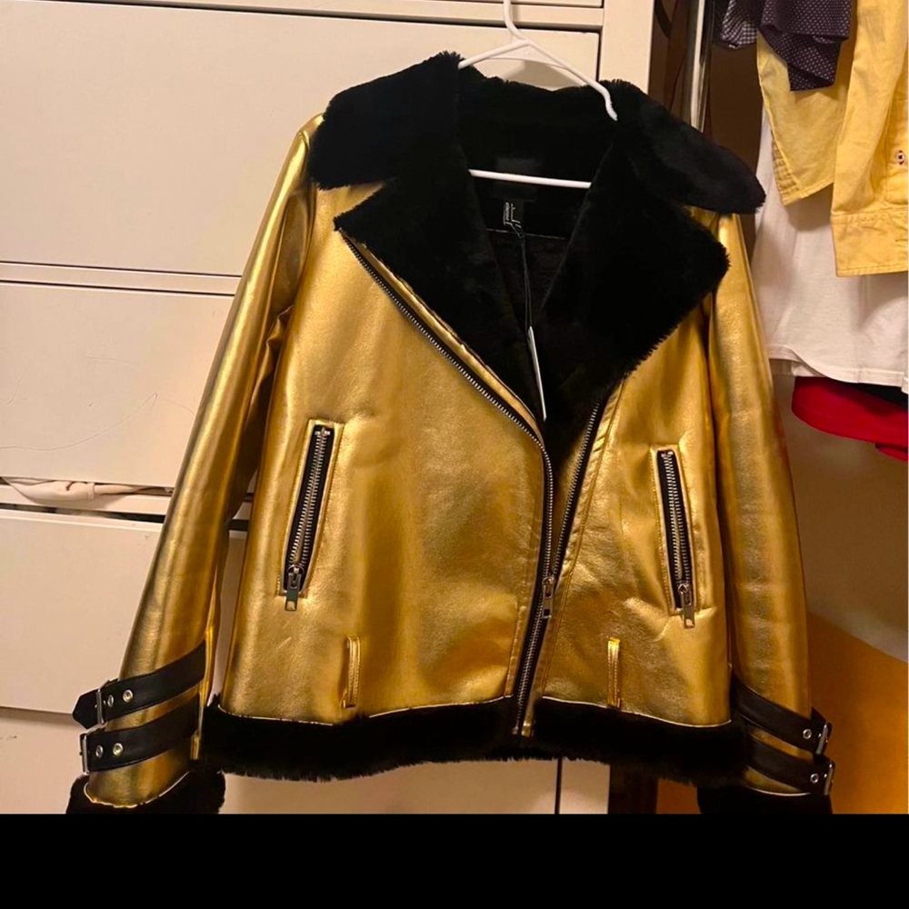 New leather gold jacket